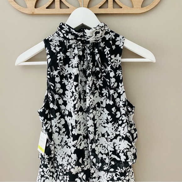 Just Taylor High Neck Floral Dress Black/White Sz 4 - Picture 6 of 11